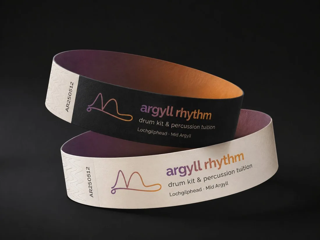 Argyll Rhythm event wristbands.