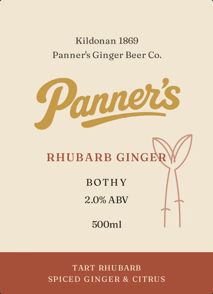 Panner's Rhubarb Ginger front label, with the tasting band in Torrish Rhubarb.