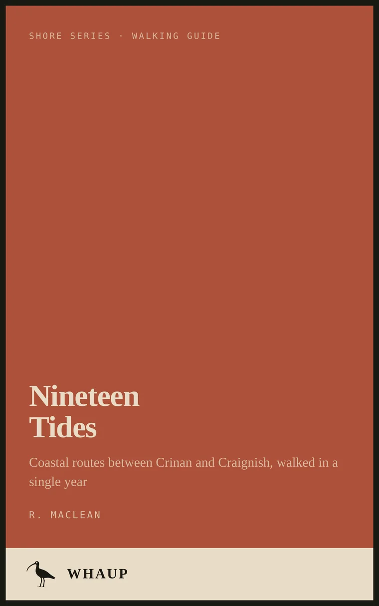 Nineteen Tides by R. MacLean, a Shore series walking guide in terracotta.